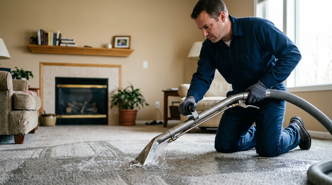 Water damage restoration technician working near Maple Shade, NJ